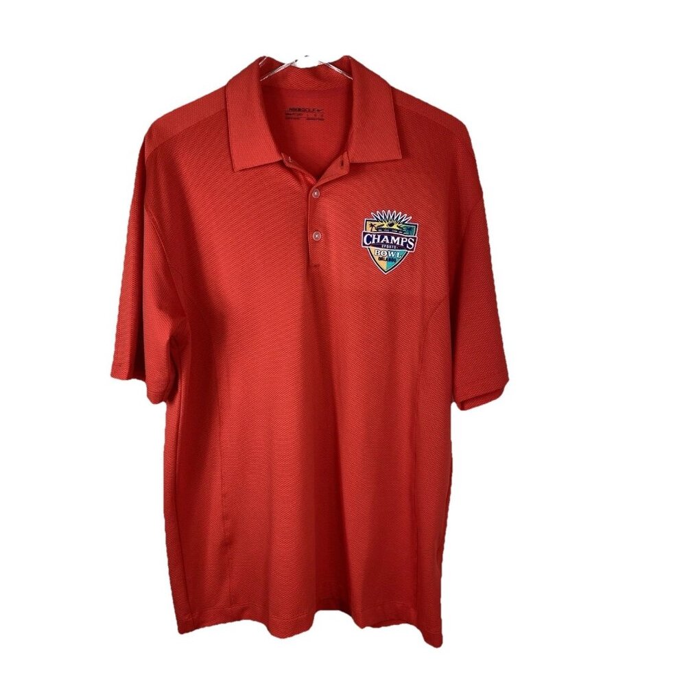 Nike Golf Mens L Red Shirt Champs Sports Football Bowl Orlando Polo Fit Dry